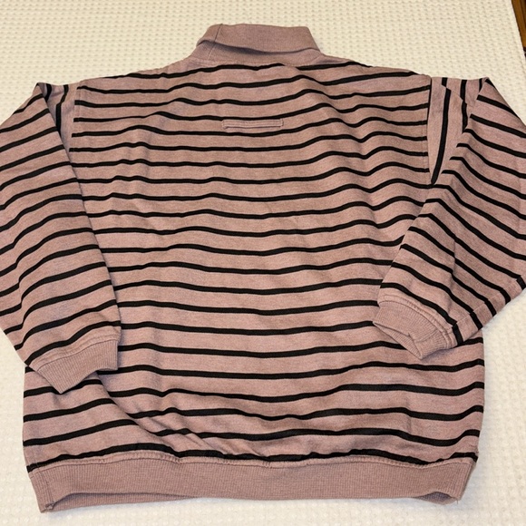 VINTAGE 80s Turtleneck Sweatshirt Mauve Purple Black Striped Mens M-L XPLOITS - Picture 9 of 12